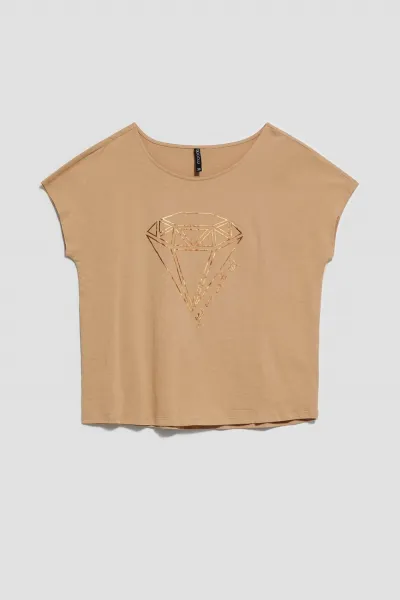 Marisse Women's T-Shirt L-Ts-4042 D.Beige