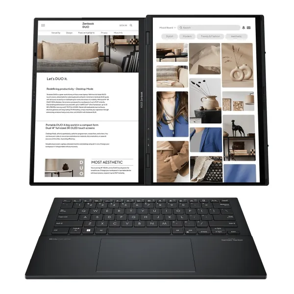 ASUS Zenbook Duo 14 OLED/UX8406CA-OLED067X/U7-255H/14"/2880x1800/T/32GB/1TB SSD/Arc 140T/W11P/Gray/2