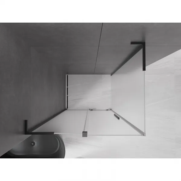 MEXEN/S - Velar L sprchovací kút, posuvné dvere 100 x 80, dekor, čierna 871-100-080-33-70
