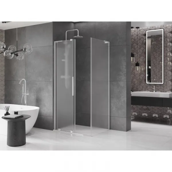 MEXEN/S - Velar L sprchovací kút, posuvné dvere 100 x 80, dekor, chróm 871-100-080-33-01