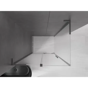MEXEN/S - Velar L sprchovací kút, posuvné dvere 100 x 80, dekor, grafit metal 871-100-080-33-95