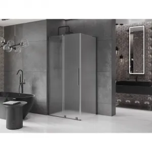 MEXEN/S - Velar L sprchovací kút, posuvné dvere 90 x 70, dekor, grafit metal 871-090-070-33-95