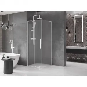 MEXEN/S - Velar L sprchovací kút, posuvné dvere 110 x 110, dekor, biela 871-110-110-33-20