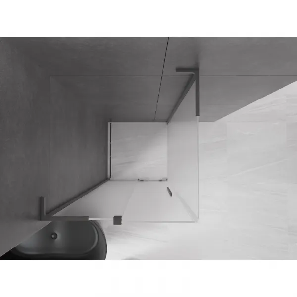 MEXEN/S - Velar L sprchovací kút, posuvné dvere 100 x 100, dekor, grafit metal 871-100-100-33-95