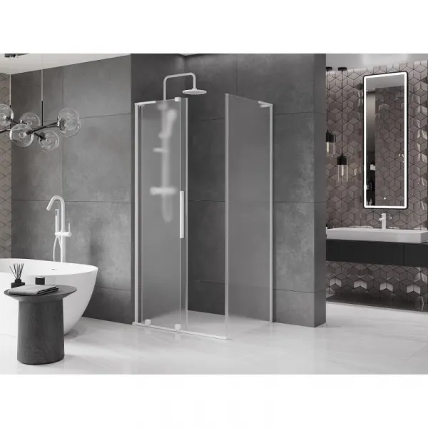 MEXEN/S - Velar L sprchovací kút, posuvné dvere 100 x 85, dekor, biela 871-100-085-33-20