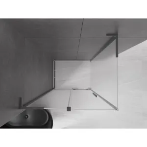 MEXEN/S - Velar L sprchovací kút, posuvné dvere 100 x 85, dekor, grafit metal 871-100-085-33-95