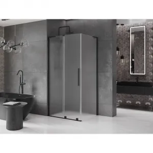 MEXEN/S - Velar L sprchovací kút, posuvné dvere 110 x 85, dekor, čierna 871-110-085-33-70