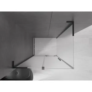 MEXEN/S - Velar L sprchovací kút, posuvné dvere 100 x 70, dekor, čierna 871-100-070-33-70