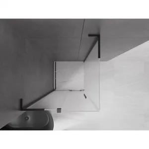 MEXEN/S - Velar L sprchovací kút, posuvné dvere 110 x 110, dekor, čierna 871-110-110-33-70