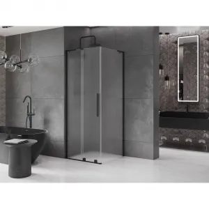 MEXEN/S - Velar L sprchovací kút, posuvné dvere 110 x 110, dekor, čierna 871-110-110-33-70