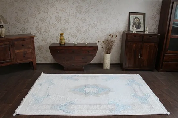 Dywany Lusczow Kusový koberec AKRYLOVÝ MIRADA 5417 modrý (Mavi) Fringe, veľkosť 100x300