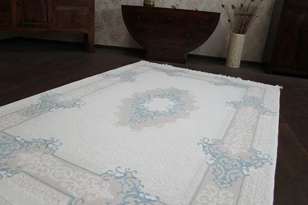 Dywany Lusczow Kusový koberec AKRYLOVÝ MIRADA 5417 modrý (Mavi) Fringe, veľkosť 100x300