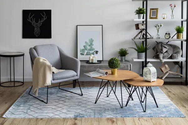 Dywany Lusczow Kusový koberec AKRYLOVÝ VALENCIA 3951 Modrý/Sivý, veľkosť 80x150