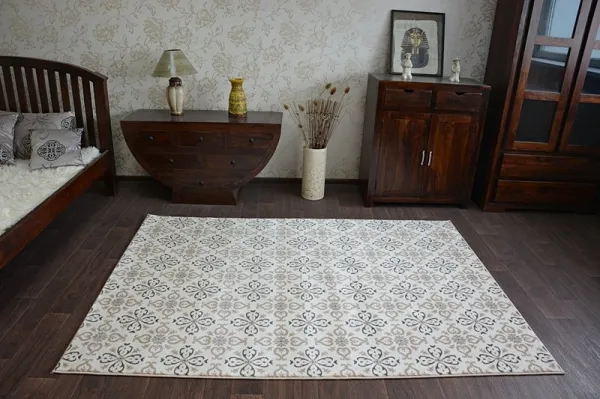 Dywany Lusczow Kusový koberec ARGENT - W4949 kvety, krémový, veľkosť 160x220