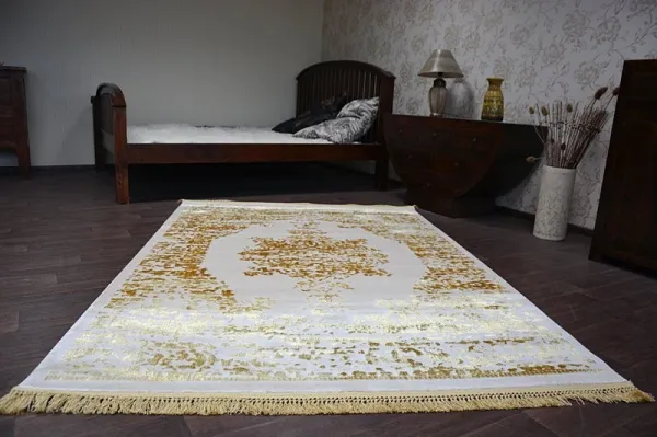 Dywany Lusczow Kusový koberec MANYAS Fegy krémovo-zlatý, veľkosť 80x300