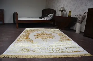 Dywany Lusczow Kusový koberec MANYAS Fegy krémovo-zlatý, veľkosť 80x300