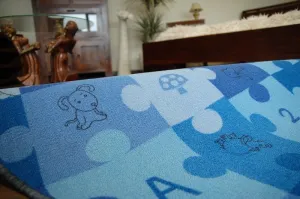 Dywany Lusczow Detský guľatý koberec PUZZLE modrý, veľkosť kruh 100