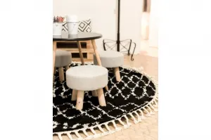 Dywany Lusczow Okrúhly Shaggy koberec BERBER ETHNIC G3802 čierny, veľkosť kruh 160