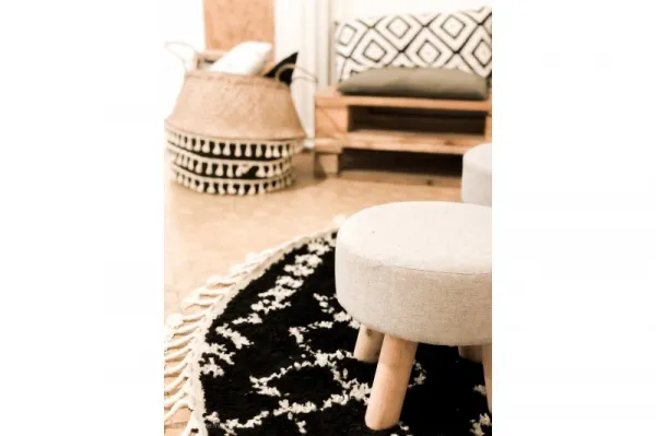 Dywany Lusczow Okrúhly Shaggy koberec BERBER ETHNIC G3802 čierny, veľkosť kruh 160