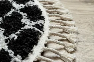 Dywany Lusczow Okrúhly Shaggy koberec BERBER ETHNIC G3802 čierny, veľkosť kruh 160
