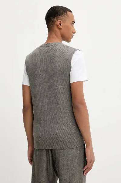 Vlnená vesta BARENA VENEZIA Knitwear Turlon hnedá farba, ľahké, KNU5287.305