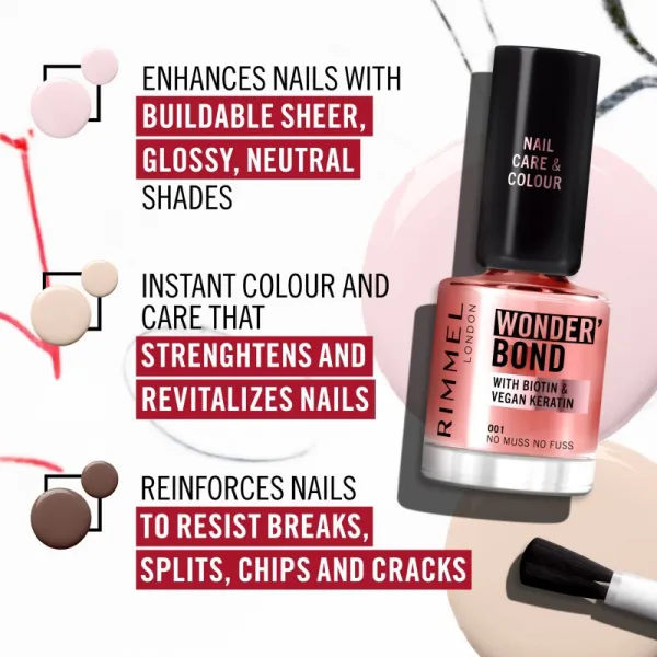Rimmel Wonder'Bond lak na nechty odtieň 001 No Muss No Fuss 12 ml