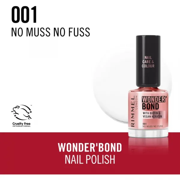 Rimmel Wonder'Bond lak na nechty odtieň 001 No Muss No Fuss 12 ml
