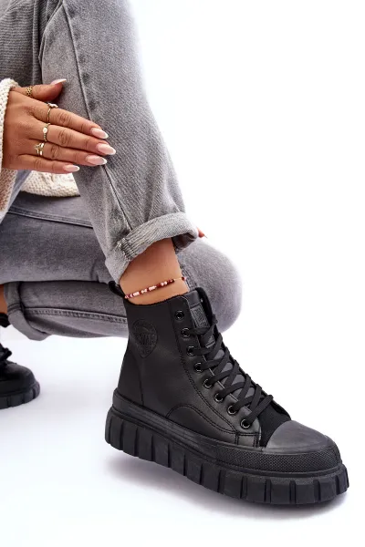 BIG STAR SHOES Izolované kožené tenisky pre veľkú hviezdu