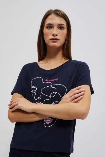 Marisse Women's T-Shirt L-Ts-4047 Navy