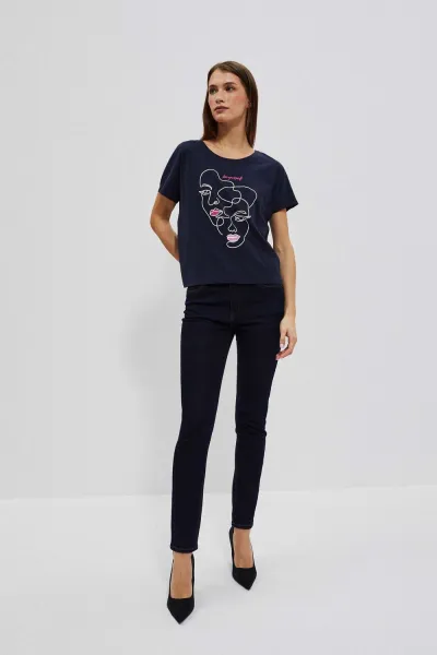 Marisse Women's T-Shirt L-Ts-4047 Navy