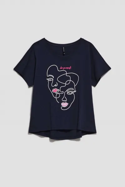 Marisse Women's T-Shirt L-Ts-4047 Navy
