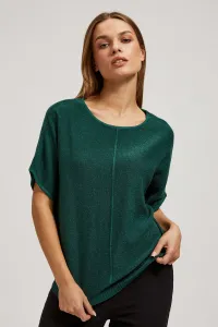 Marisse Emerald Oversized Sweater With Metallic Thread