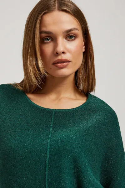 Marisse Emerald Oversized Sweater With Metallic Thread