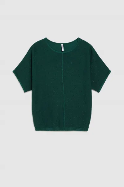 Marisse Emerald Oversized Sweater With Metallic Thread