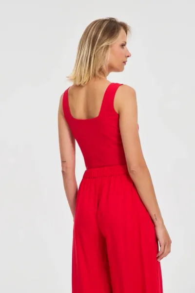 Marisse Red Ribbed Top