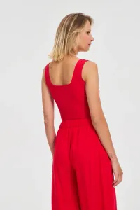 Marisse Red Ribbed Top