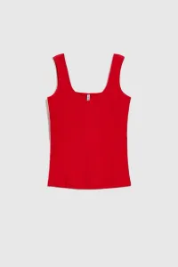 Marisse Red Ribbed Top