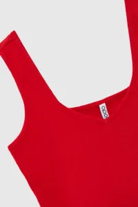 Marisse Red Ribbed Top