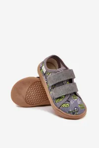 Boto Pantofle Barefoot Chlapčenské S Grafikou Milami Šedé Saphira