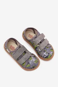 Boto Pantofle Barefoot Chlapčenské S Grafikou Milami Šedé Saphira