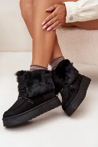 BIG STAR SHOES Dámske Snežnice Na Platforme S Kožušinou A Šnurovaním Big Star