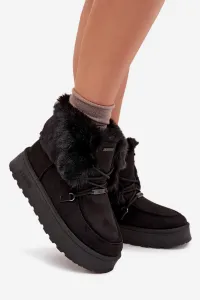 BIG STAR SHOES Dámske Snežnice Na Platforme S Kožušinou A Šnurovaním Big Star