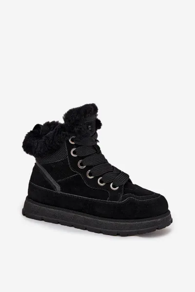 BIG STAR SHOES Dámske Zimné Topánky Z Semišu Na Platforme S Kožušinou Big Star