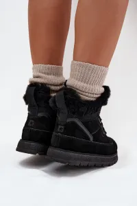 BIG STAR SHOES Dámske Zimné Topánky Z Semišu Na Platforme S Kožušinou Big Star