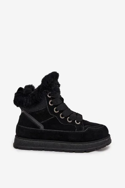 BIG STAR SHOES Dámske Zimné Topánky Z Semišu Na Platforme S Kožušinou Big Star