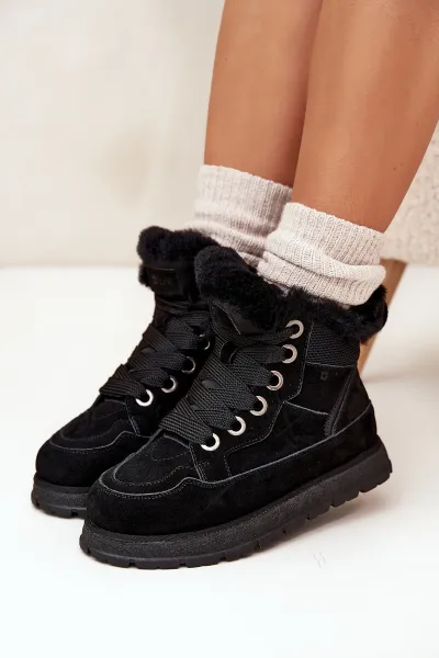 BIG STAR SHOES Dámske Zimné Topánky Z Semišu Na Platforme S Kožušinou Big Star