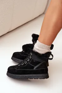 BIG STAR SHOES Dámske Zimné Topánky Z Semišu Na Platforme S Kožušinou Big Star