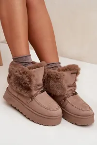BIG STAR SHOES Dámske Snehové Topánky Na Platforme S Kožušinou A Šnurovaním Big Star