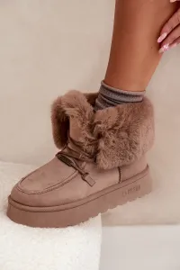 BIG STAR SHOES Dámske Snehové Topánky Na Platforme S Kožušinou A Šnurovaním Big Star