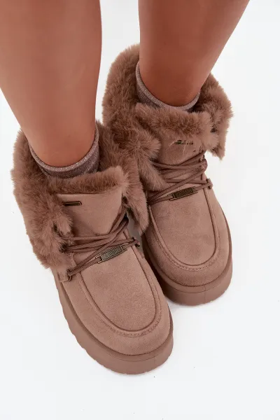 BIG STAR SHOES Dámske Snehové Topánky Na Platforme S Kožušinou A Šnurovaním Big Star